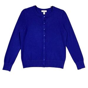 Charter Club Button Front Knit Rayon Blend Cardigan Size M Blue